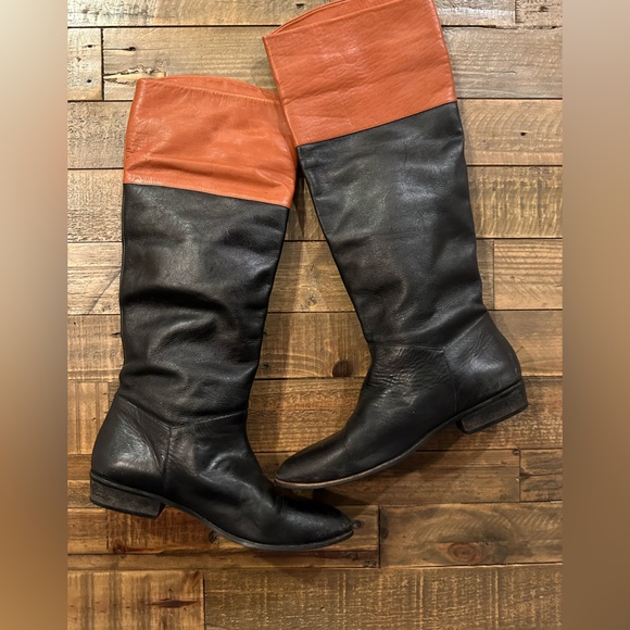 Vintage Hippopotamus Two Toned Leather Riding Boots Size 8.5 Made in Brazil - Picture 2 of 7